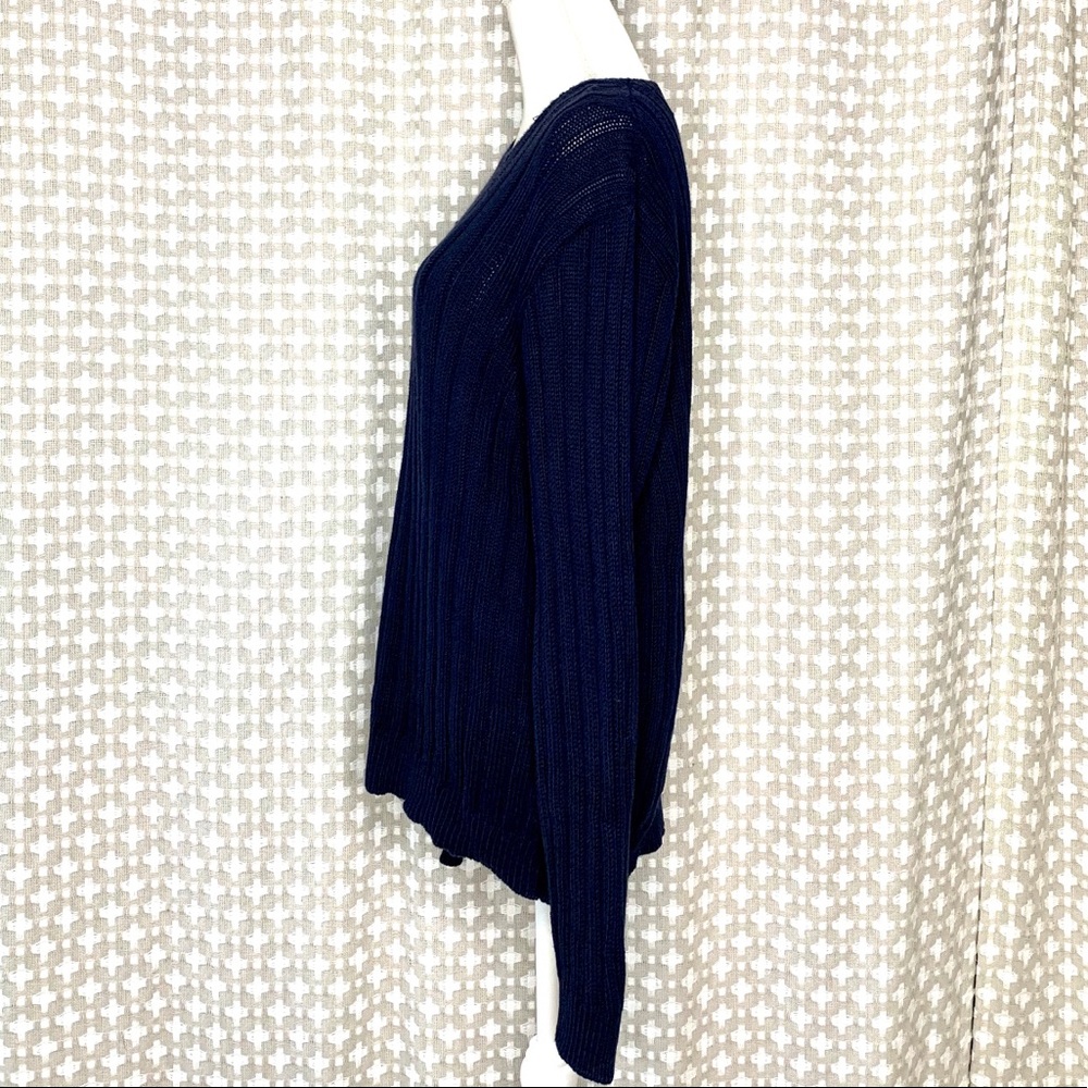 RALPH LAUREN PURPLE LABEL Mens Cotton Sweater Woven Cable Knit Blue Navy XL - Picture 3 of 8